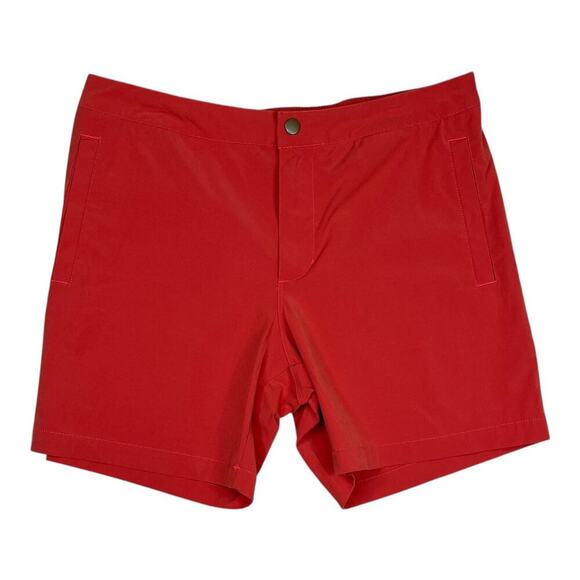 Marine layer 6” casual elastic waist shorts in vibrant red men’s size large - Picture 1 of 8